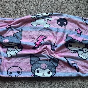 Kuromi Sanrio Blanket 48x38 – Pink Purple Fleece Throw Kawaii Goth Anime Bedding